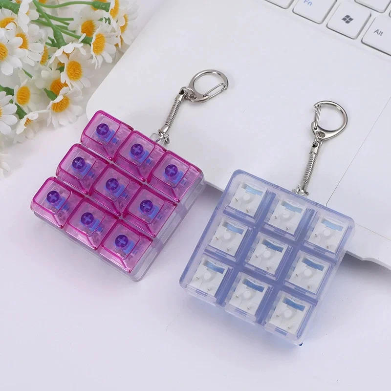 Transparent Mechanical Switch Tester Keychain Fidget Clicker Stress Relief Toy Portable Pocket Keyboard Key Cap Anxiety Relief