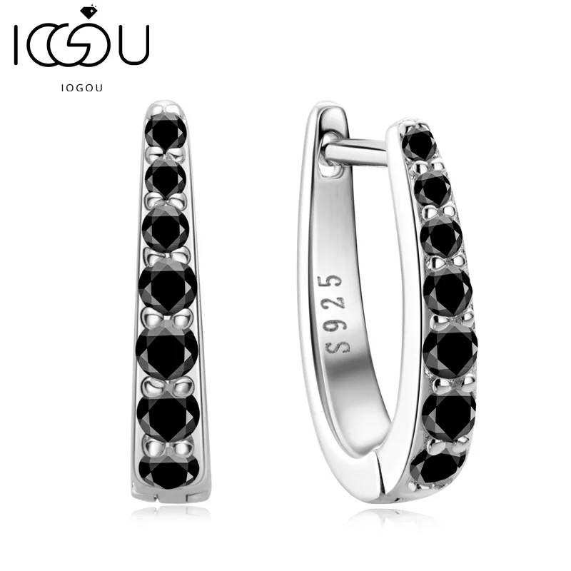 Real D Color VVS1 Moissanite Clip Earrings for Women Men 100% Solid 925 Silver White/Black Diamond Hoops Earrings Fine Jewelry