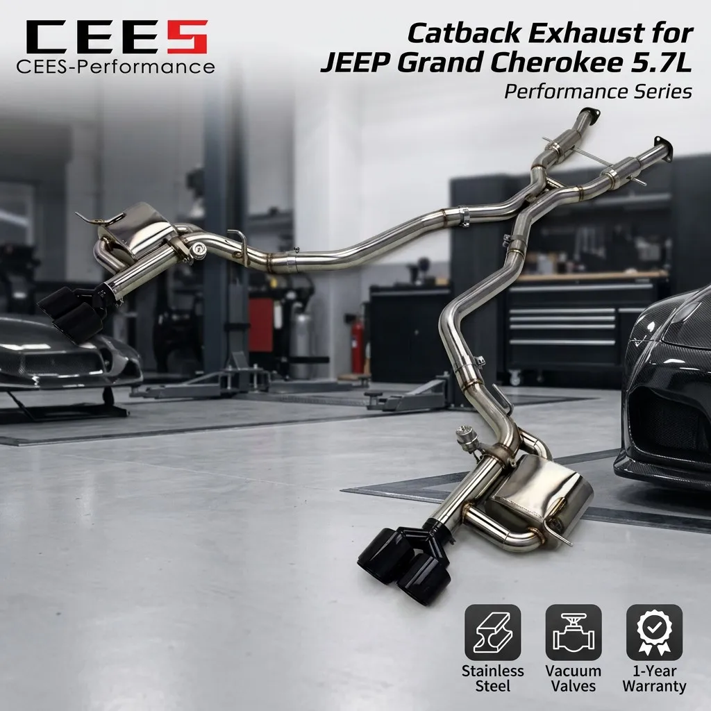 CEES Vacuum Valve Exhaust Pipes for JEEP Grand Cherokee 5.7L 2011+ Stainless Steel Catback Exhaust System valved muffler
