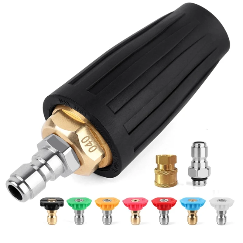 Pressure Washer Turbo Nozzle, Rotating Pressure Washer Nozzles , 7 Power Washer Nozzle Tips, With 1/4In+3/8In Quick Connect