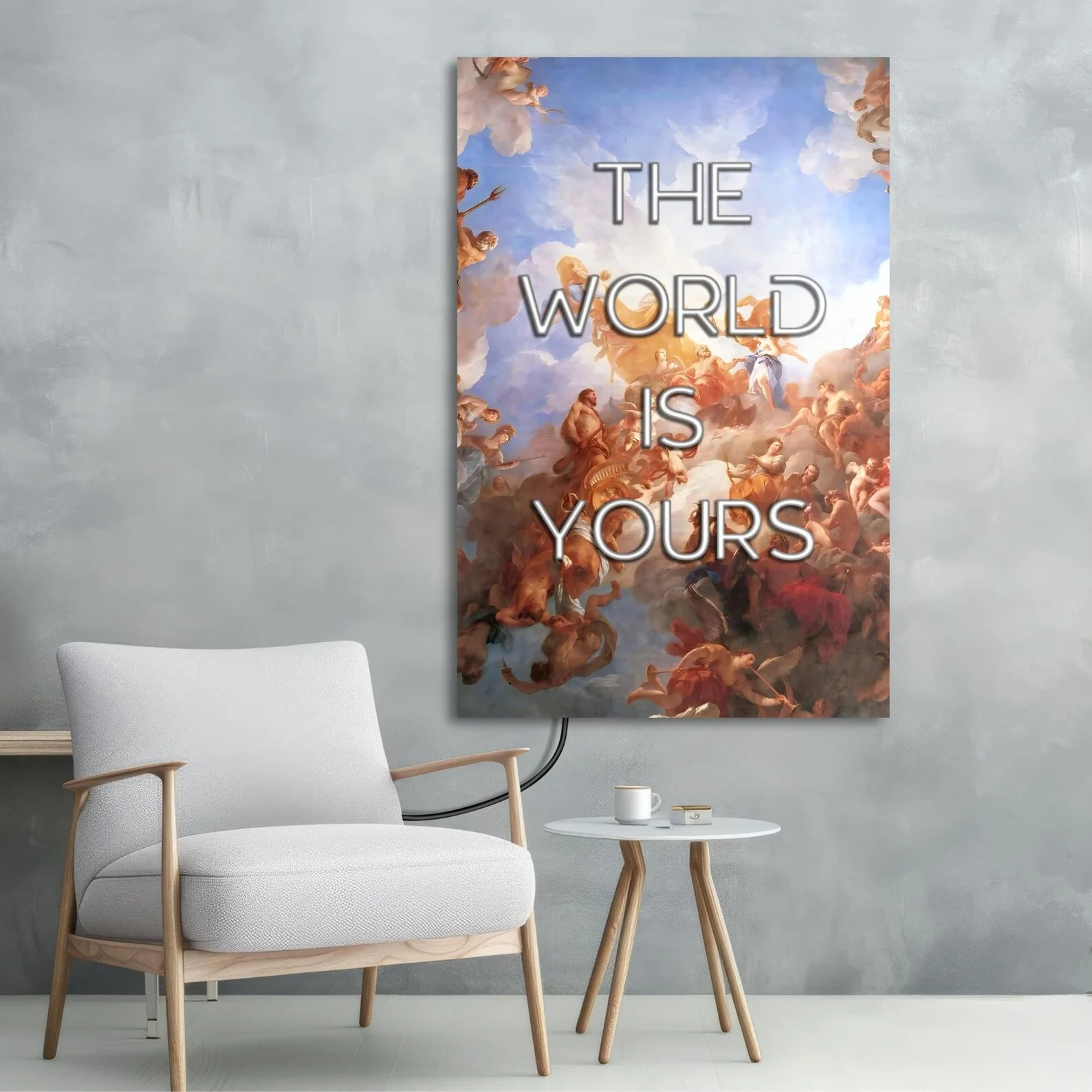 The world is yours neon sign, UV Print Neon Sign Art print, Renaissance Neon Sign, Neon sign pop art, World is yours decor