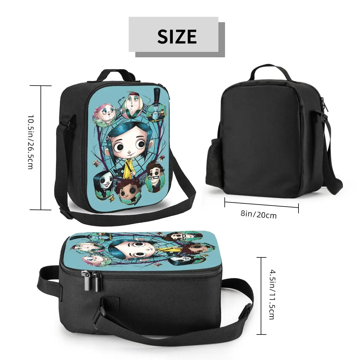 Custom Halloween Horror Film Coraline Lunch Boxes for Women Waterproof Cooler Thermal Food Insulated Lunch Bag Office Work