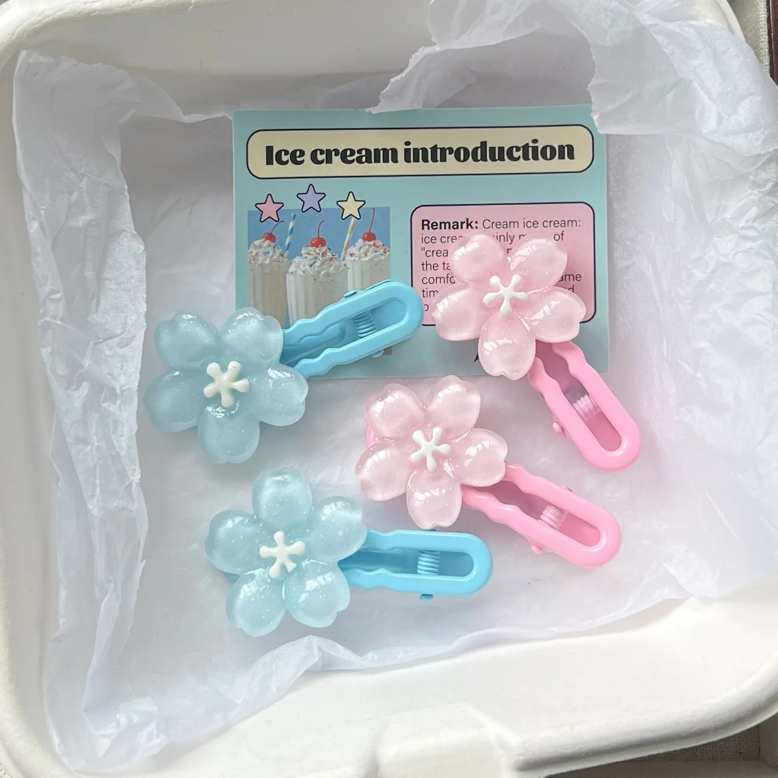 Duckbill Hair Clip Clear Jelly Cherry Blossom Spring Summer Girly Bangs Side Flower Versatile Student Resin Lightweight