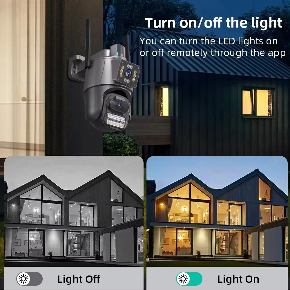 Camera ICSEE App 8MP PTZ WiFi Camera with Dual Screen Color Night Vision Outdoor Security IP Camera CCTV Surveillance