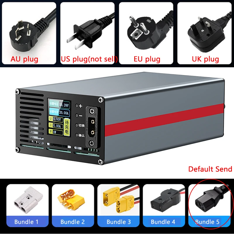 

Регулируемое зарядное устройство для литиевых батарей 54 В-88,2 В 2-15 А/2-20 А Регулируемое напряжение тока для зарядки аккумулятора 48 В 60 В 72 В 20 Ач-200 Ач