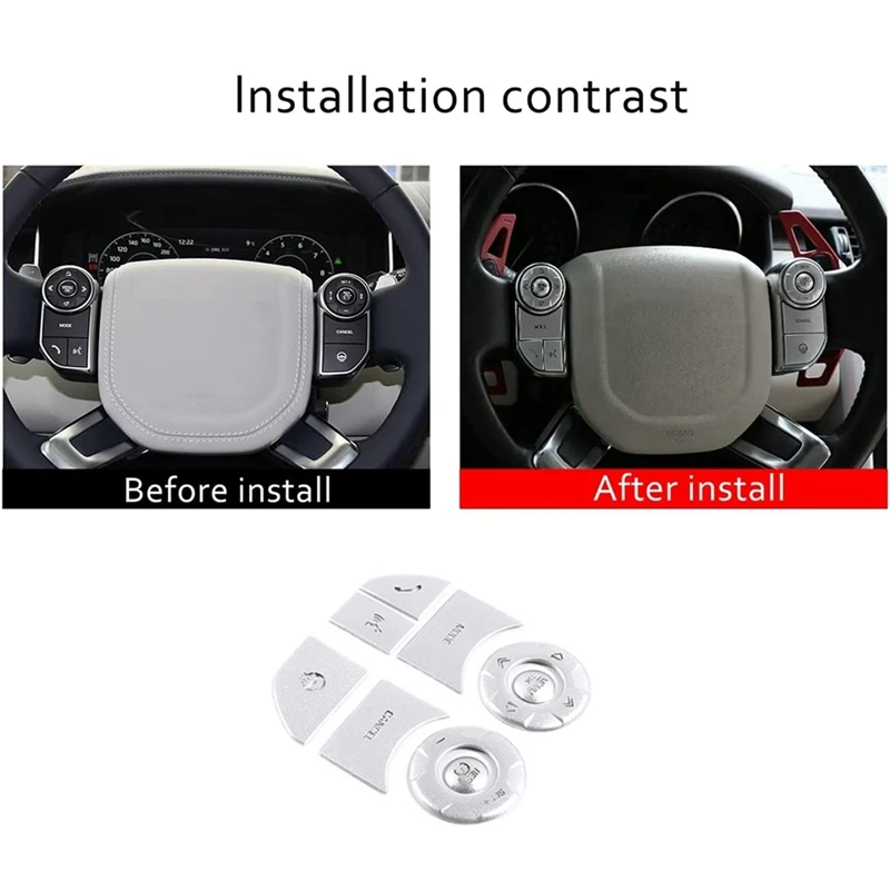 Car Steering Wheel Button Patch Cover Trim Sticker For Land Rover Discovery 5 Range Rover Sport, With Heating