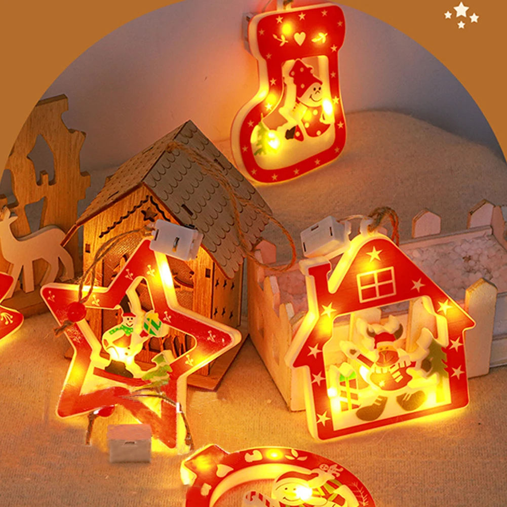 Christmas Decoration Window Light Hanging Ornaments Battery Christmas Window Lighted Decorations For New Year Decoration