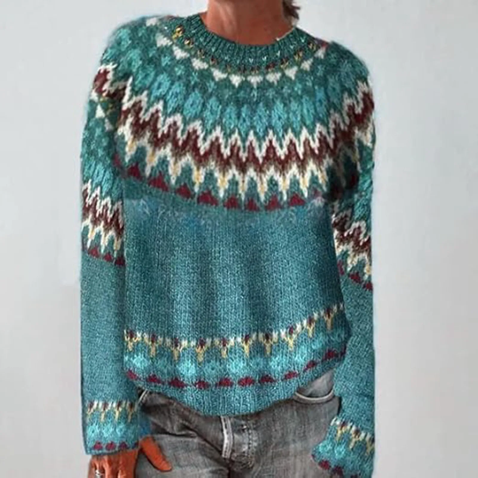 Plus Größe Herbst Winter Frauen Hässliche Pullover Vintage Warme Lange Hülse Rundhals Beiläufige Gestrickte Pullover Tops y2k Lose Jumper