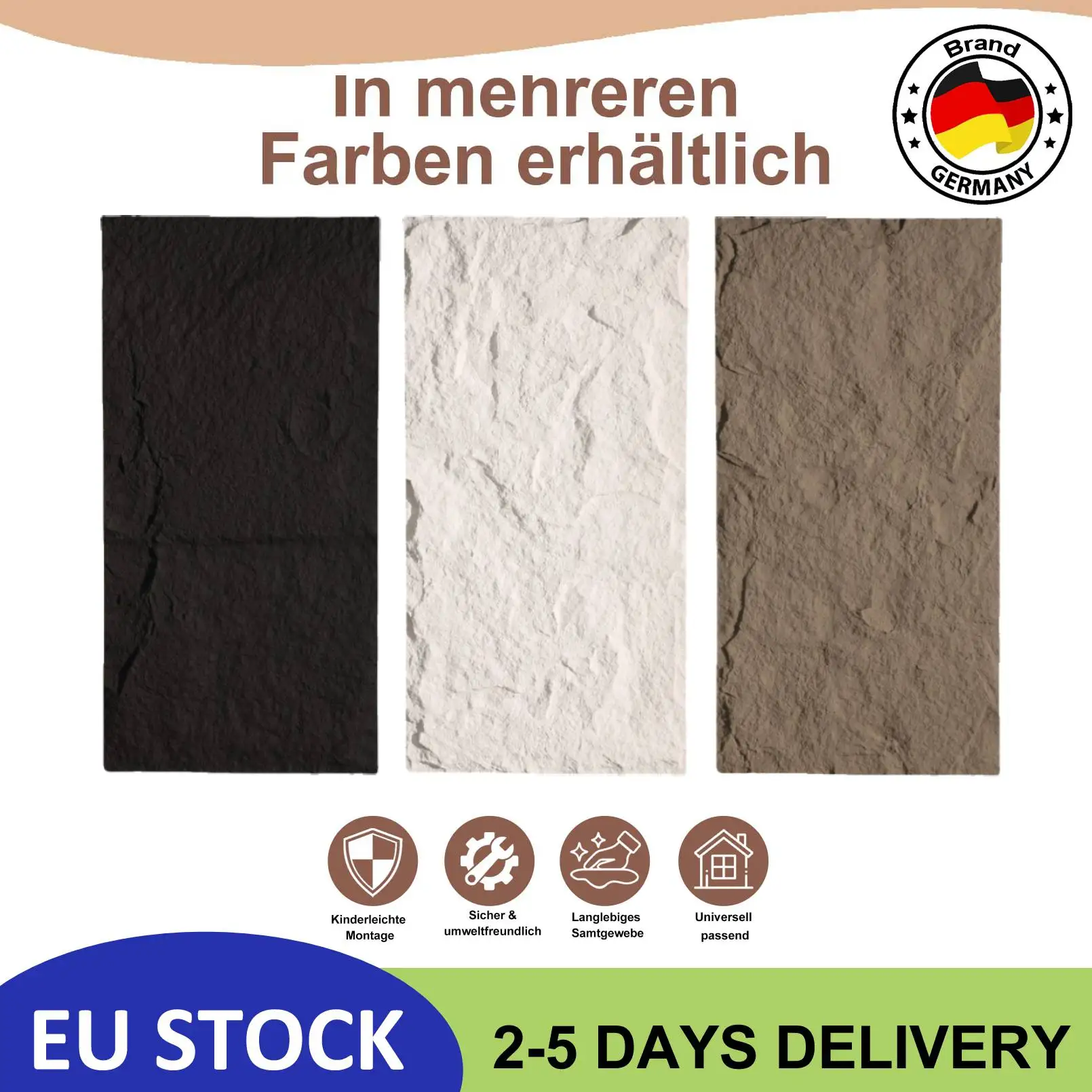 Selbstklebende 3D-Steinoptik-Paneele, 120x60cm, PU – Wasserdicht, Schalldämmend, für Wohnzimmer, Küche, Bad