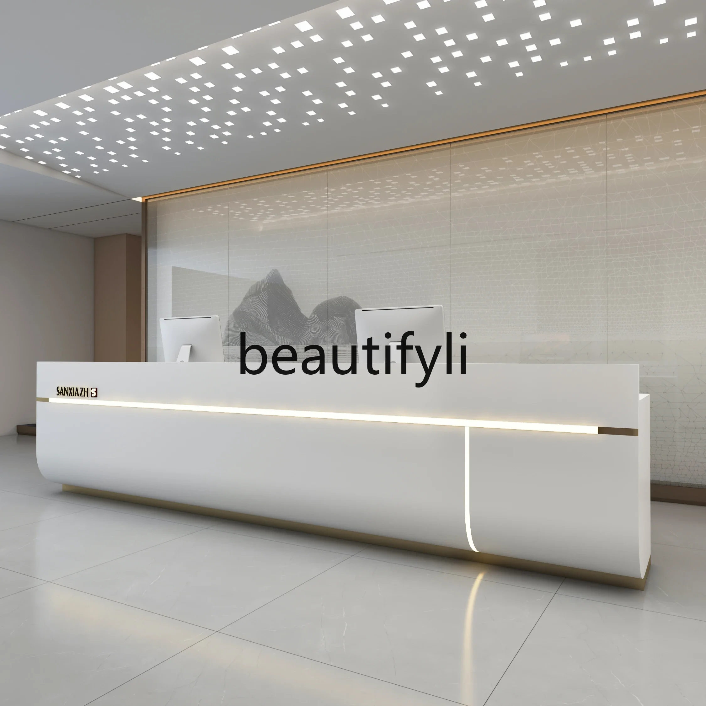 

zqqqqCompany front desk reception desk simple modern beauty salon creative counter checkout page