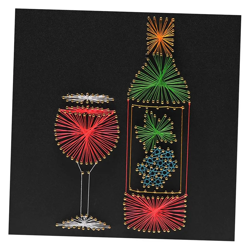 Kit de création de tableaux en ficelle de vin rouge, ensemble de peinture murale DIY en bois, kit de créativité pour la décoration murale à la maison, pour débutants et adultes