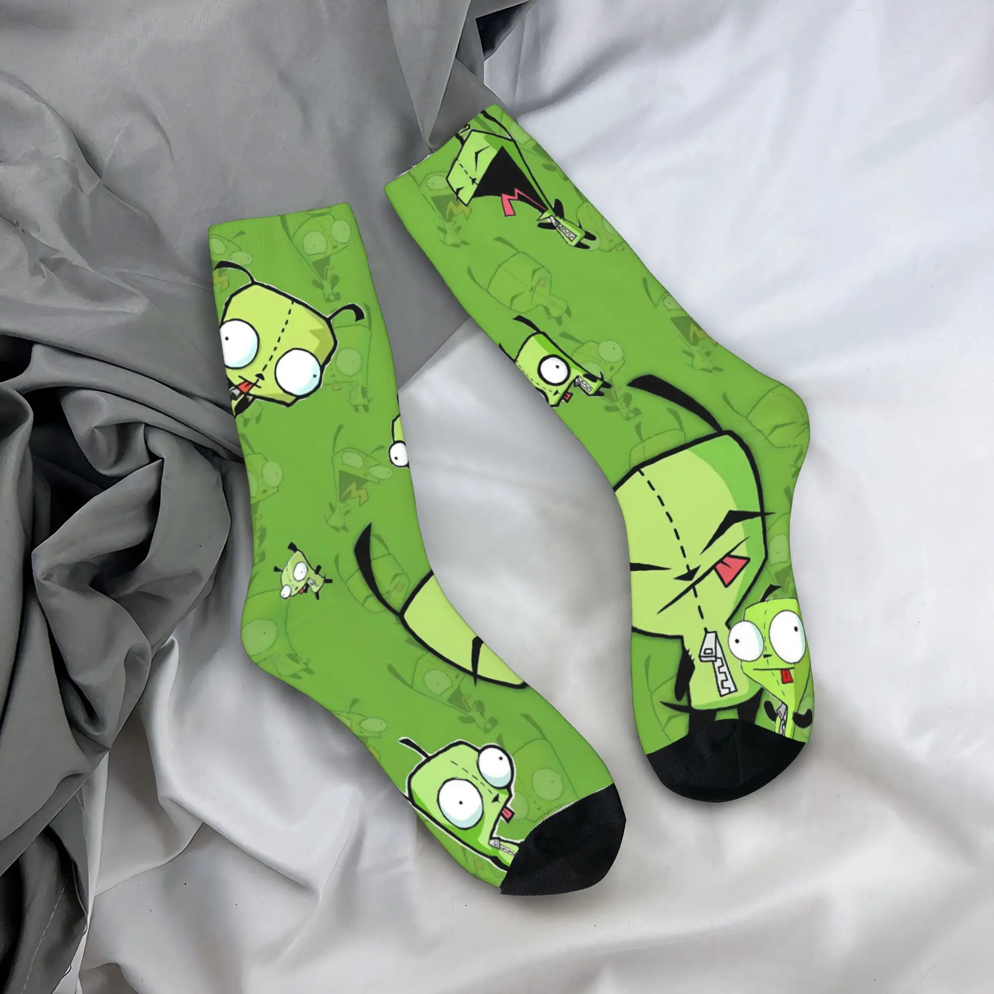 Invaders Zims Gir Stockings Men  Socks Quality Socks Autumn Skateboard Anti Slip Custom Socks Birthday Present