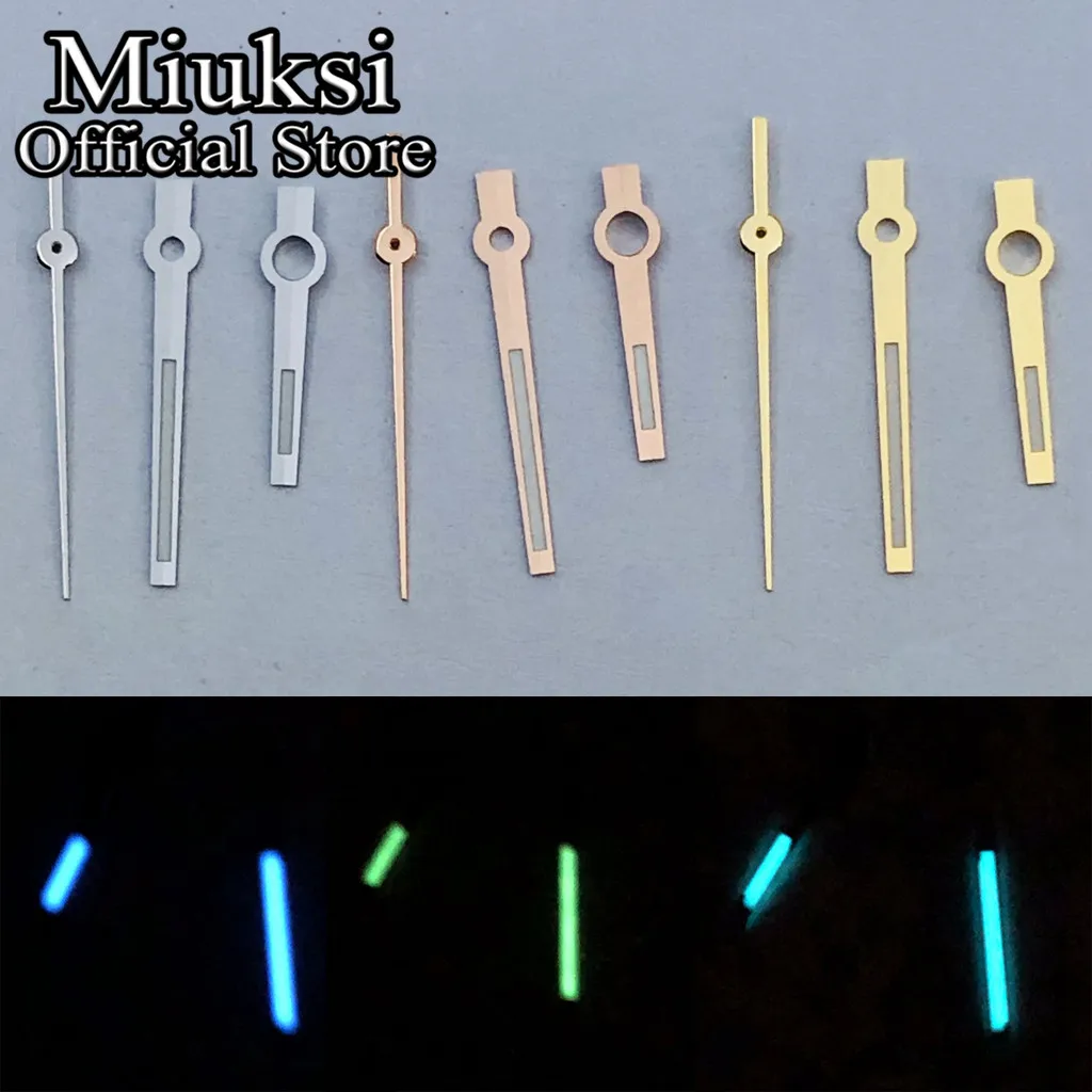 Miuksi silver gold rose gold watch hands green blue luminous fit NH35 NH36 ETA2824 2836 Miyota8215 DG2813 PT5000 movement