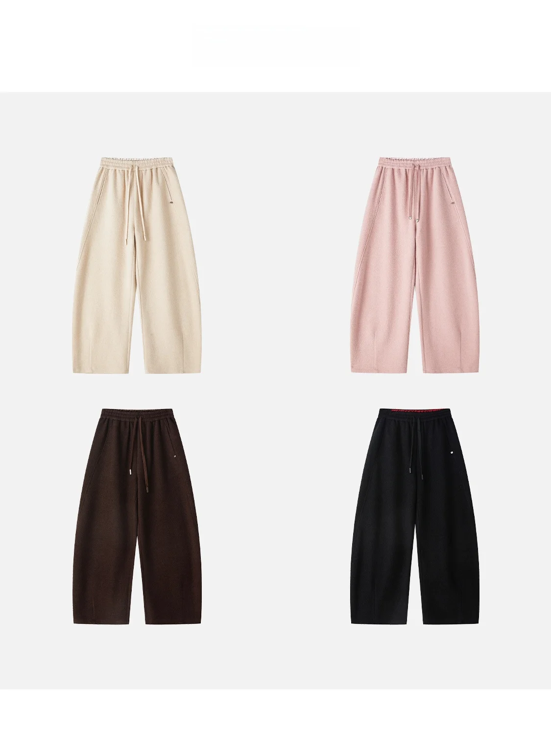 

Warm Wool Blend Elastic Waist Belted Soft Wide Leg Pants JINGJING2025 New Sle Thiened Loose Fit Long Pants for Women