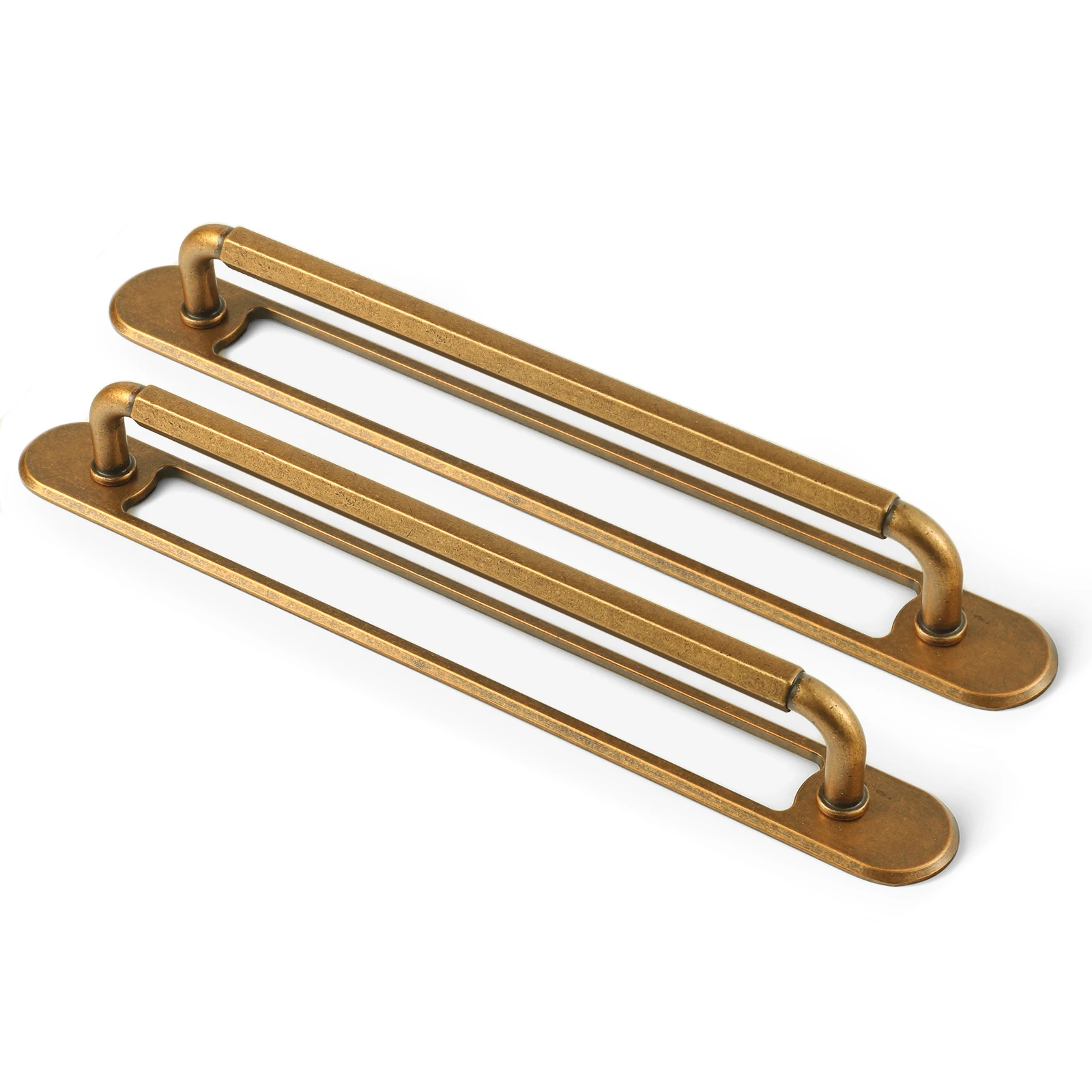 Goo-Ki 2 Pack Antique Brass Cabinet Pulls with Backplate/Spacer, 5 Inch Hole Center Kitchen Drawer Pulls Cabinet Handles with Base Plate Zinc Alloy Hardware