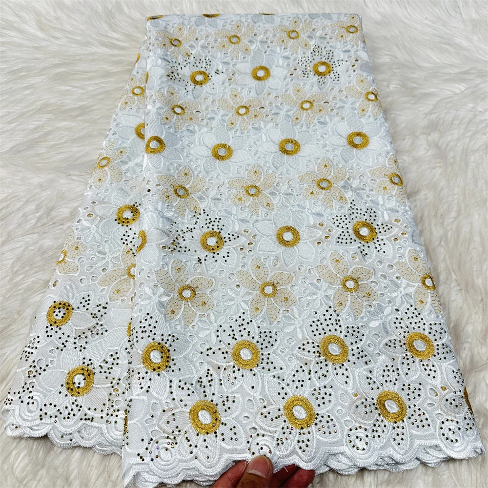 2026 African Nigerian High Quality Sequins Tulle Lace Fabric Sewing Prom Dresses Embroidery Guipure cotton 5Yad XC005 view 4