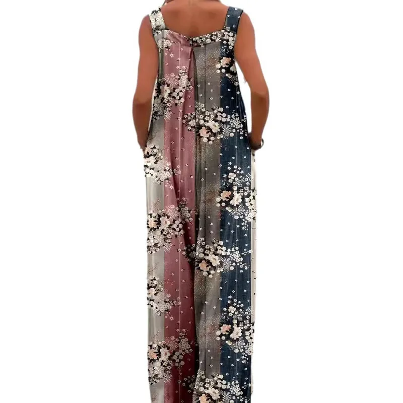 Hot Selling Plus Size Printed Jumpsuit For Women Trendy Loose Overalls Stylish Denim Romper Comfortable Stretchy High Waist