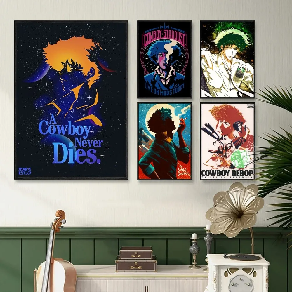 1PC Anime Cowboy Bebop  Poster Self-adhesive Art Waterproof Paper Sticker Coffee House Bar Room Wall Decor