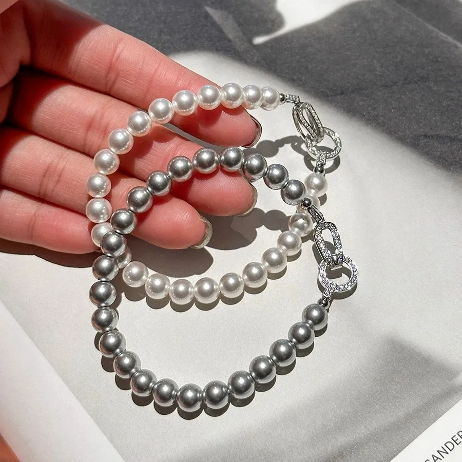 

Pearl Sparkling inlay Diamonds Buckle Bracelets for women high-quality Fashion Gentle Style beaded Bracelet Wedding Jewelry