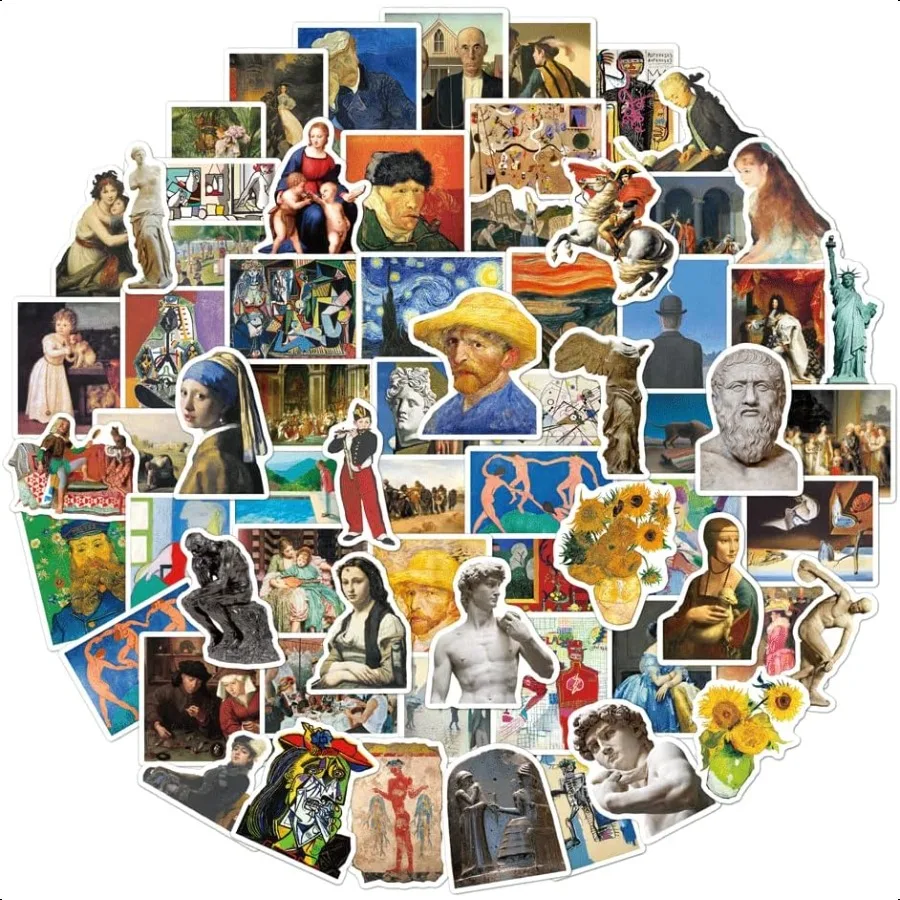 

Aestheyic Oil Painting Stickers Pack for Teens Boys Girls 100 Pcs Adults Popular Waterproof Vinyl Stickers for Laptop Tablet Fl