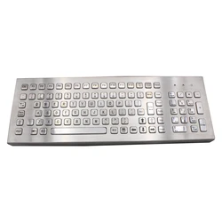 103 Keys Full Size Customizable Layout Industrial Metal Kiosk Keyboard Desktop Compact Stainless Steel Keyboard with FN Keys