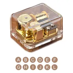 Transparent Acrylic Hand Crank Music Box Wind Up Metal Movement Octave Box for Birthday Valentine's Day New Year Gift