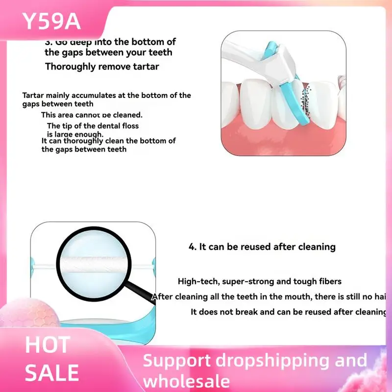 Y59A Electric Flosser 50 Replacement Heads Power Flosser And Electric Toothbrush For Home And Travel Rushing And Flossing White