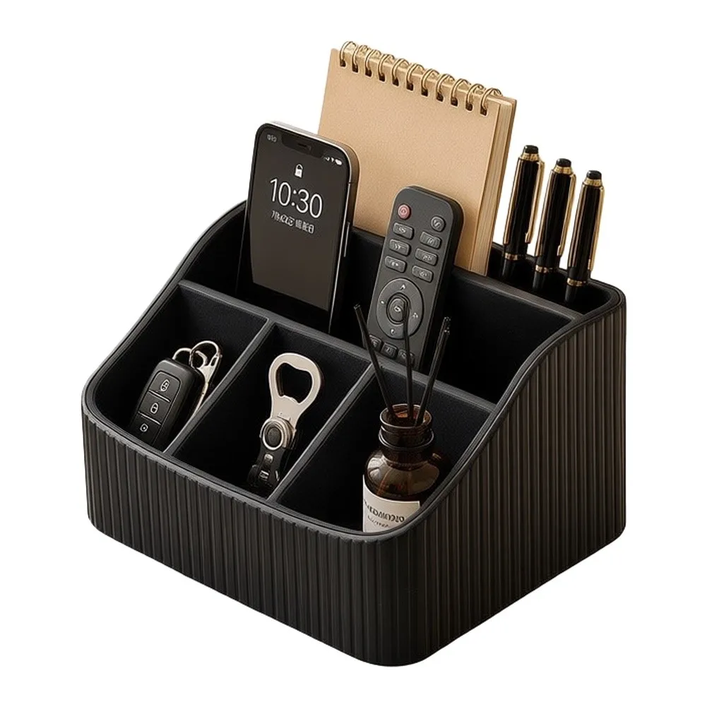 5-Compartment Desktop Storage Box Designed for TV Remote Control Holder and Mail Sorting on Desk or Nightstand