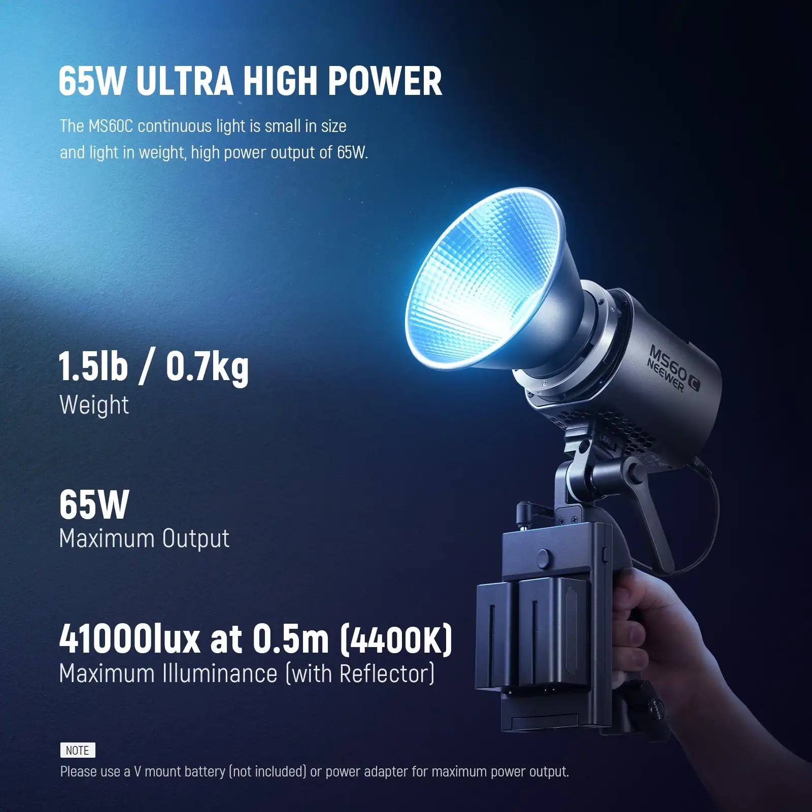 NEEWER MS60C 65W RGB LED Video Light Handheld Spotlight APP Wireless Control Portable Outdoor Photography Studio Lighting