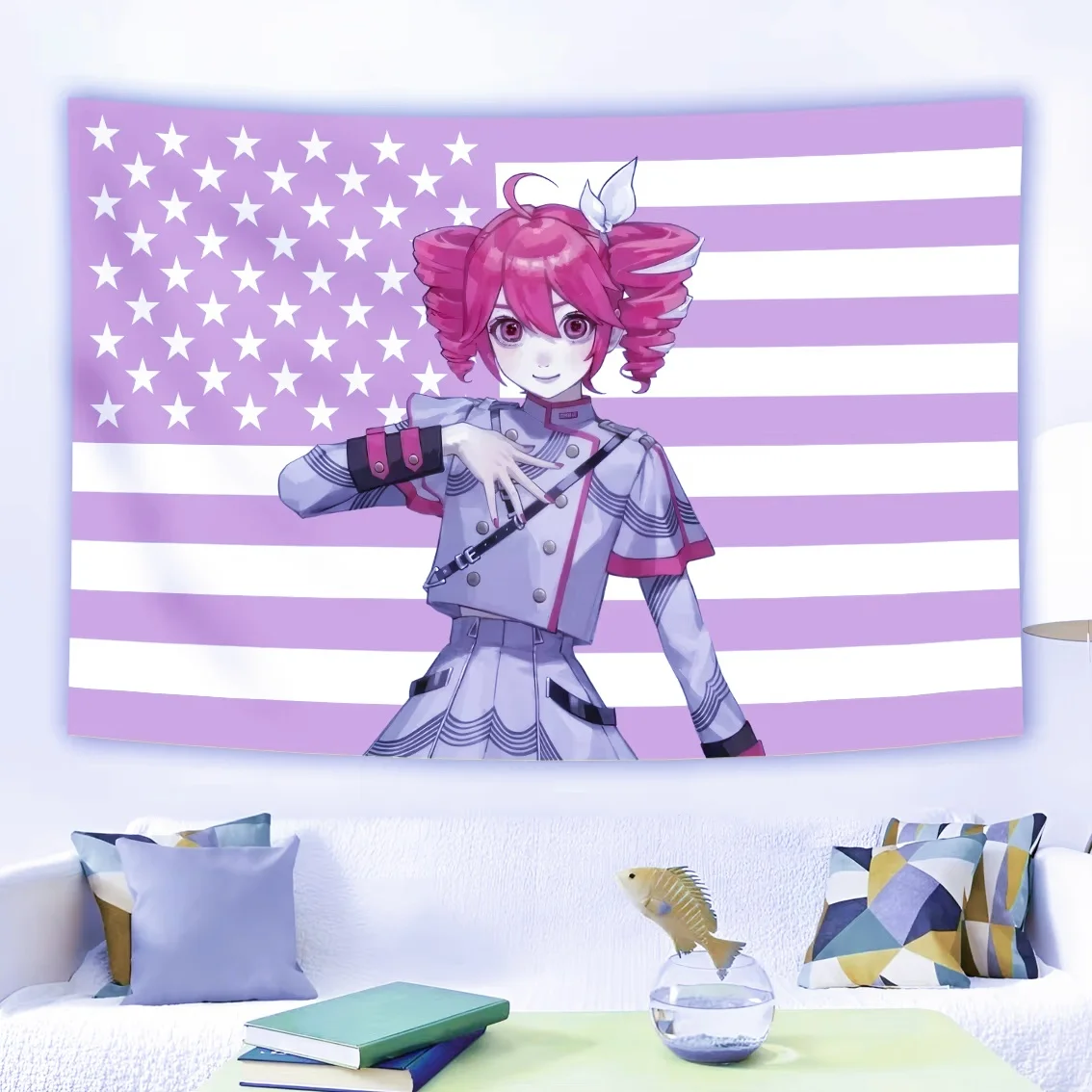 1 Pc Kasane Teto Pink American Flags Wall Hanging Wallpaper Tapestry Daesthetic Room Decor Cute Birthday Gifts Tapestries