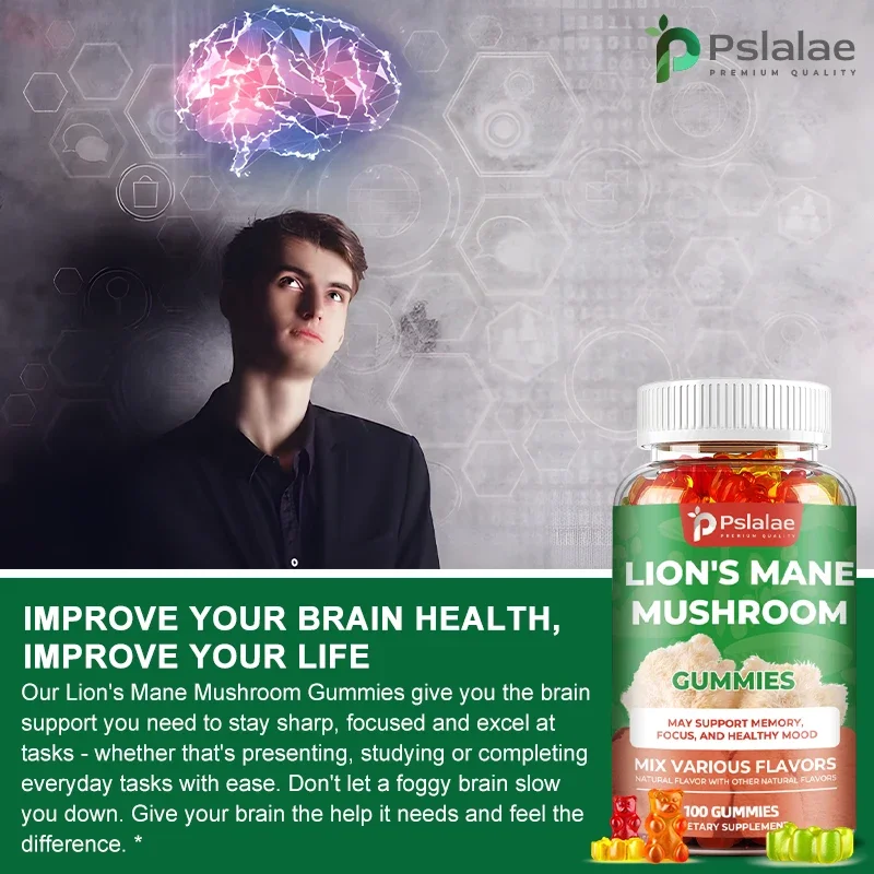 Brain Boosting Lion\'s Mane Mushroom Capsules - Improve Concentration and Memory, Support Healthy Mood