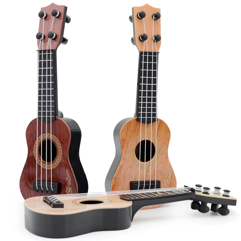 1Pc 25cm Ukulele Toys Children's Small Guitar Model Musical Enlightenment Music Instrument Toy Mini 4-String Guitar