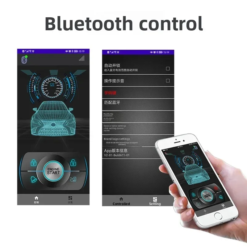

Durable Car Anti-theft Device Mobile Phone Bluetooth Control Car Keyless Entry Remote Control One-click Start