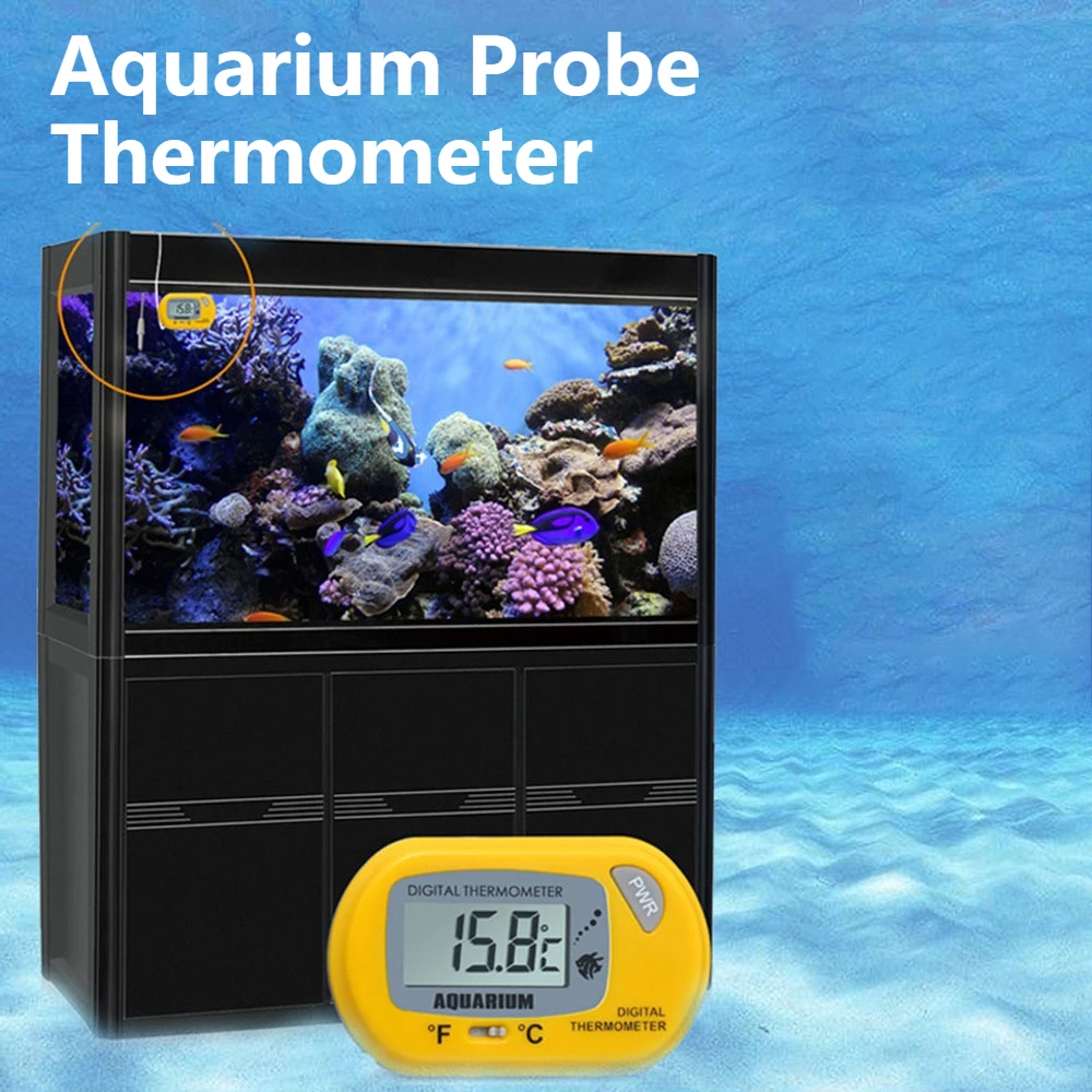 

Aquarium LCD Digital Thermometer Accurate Probe Fish Tank External Thermometer with Suction Cup Aquarium Temp Detector