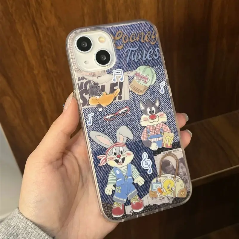 Disney Cowboy Splicing Bugs Bunny Phone Case For iPhone 16 15 14 13 12 11 Pro Max XR XS Max 7 8 Plus MINI Y2K Cute Creative Case