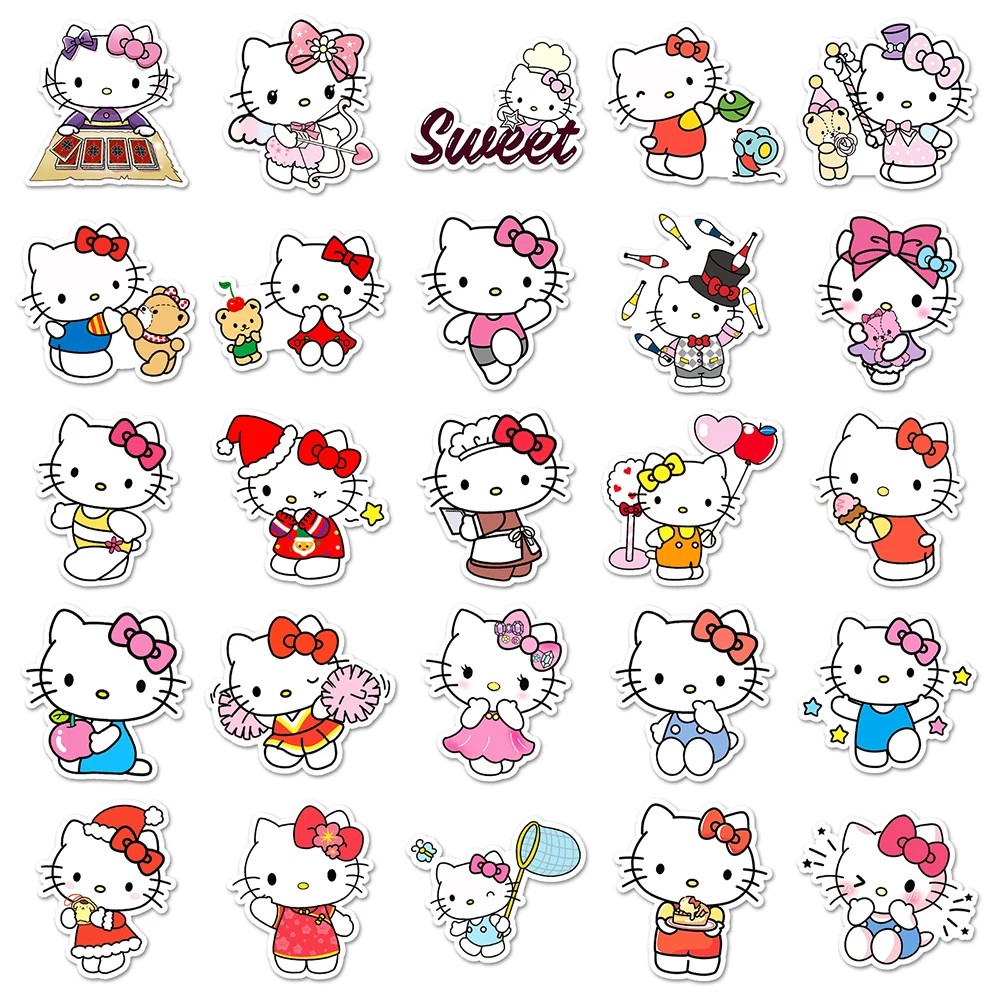 10/30/50 Stuks Kawaii Hello Kitty Sanrio Stickers Decals Diy Decoratie Voor Skateboard Notebook Telefoon Fiets Kids Graffiti Speelgoed Geschenken