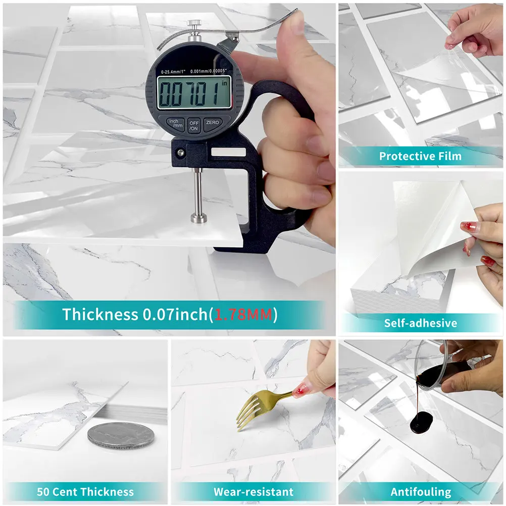16 pcs Waterproof Self Stick Wall Peel Adhesive Bathroom Stickers Halloween Christmas New Year Bathroom Tile Sticker Thickened