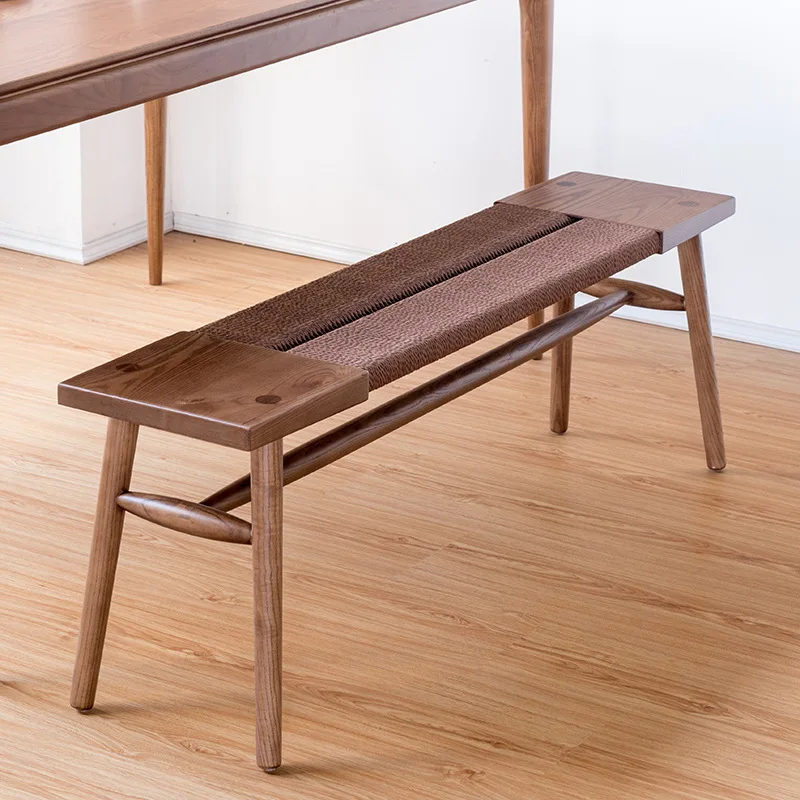 

Nordic solid wood rope shoe changing stool modern simple bedside stool dining table combination entrance