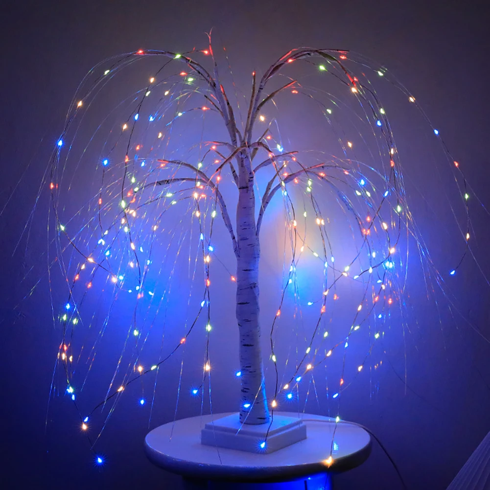 LED Willow Night Light Gypsophila Colorful Tree Table Lamp For Home Bedroom Wedding Christmas Indoor Decor Night Light