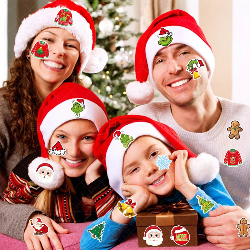 

6Pcs Merry Christmas Decoration Stickers For Kid Gift Toy Stickers Tattoos Cartoon Stickers Decorative Items For Family Parties