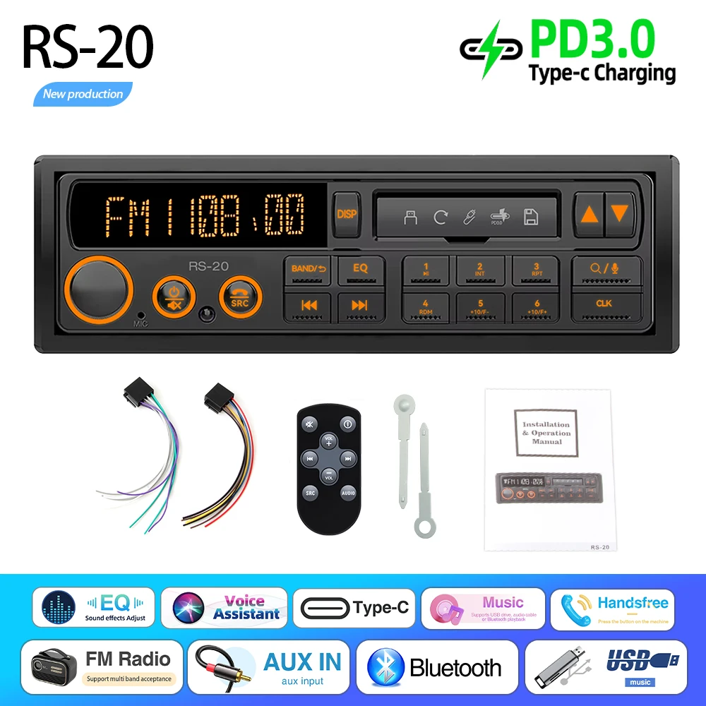 1DIN Retro Autoradio MP3 Speler Stereo FM AM RDS DAB Ontvanger QC3.0 Bluetooth Voor Porsche VW Mercedes Benz BMW Land Rover Audi