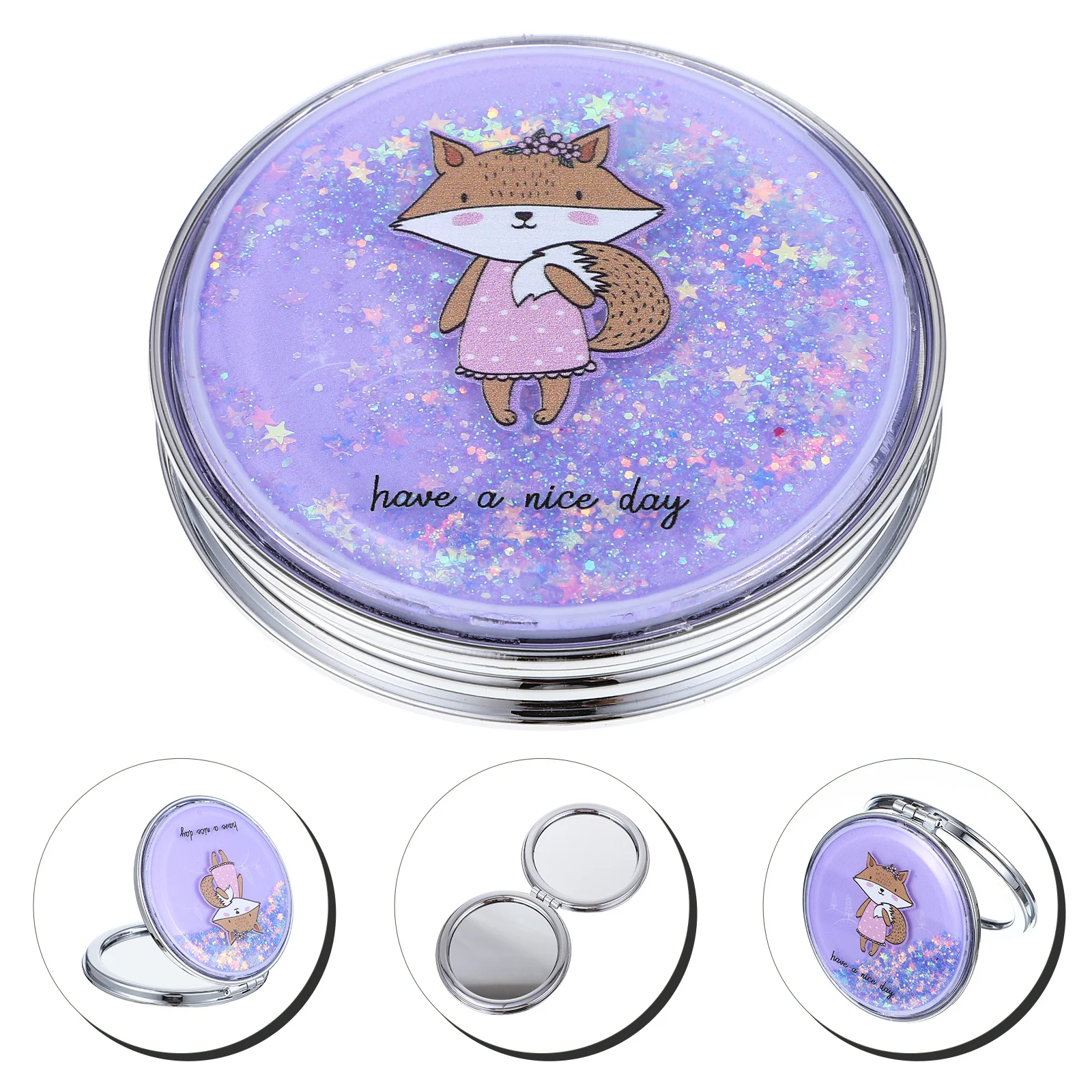 Kleiner Make-up-Spiegel, faltbar, doppelseitig, rund, kompakt, tragbar, Mini-Reisespiegel für Damen, Reisezubehör