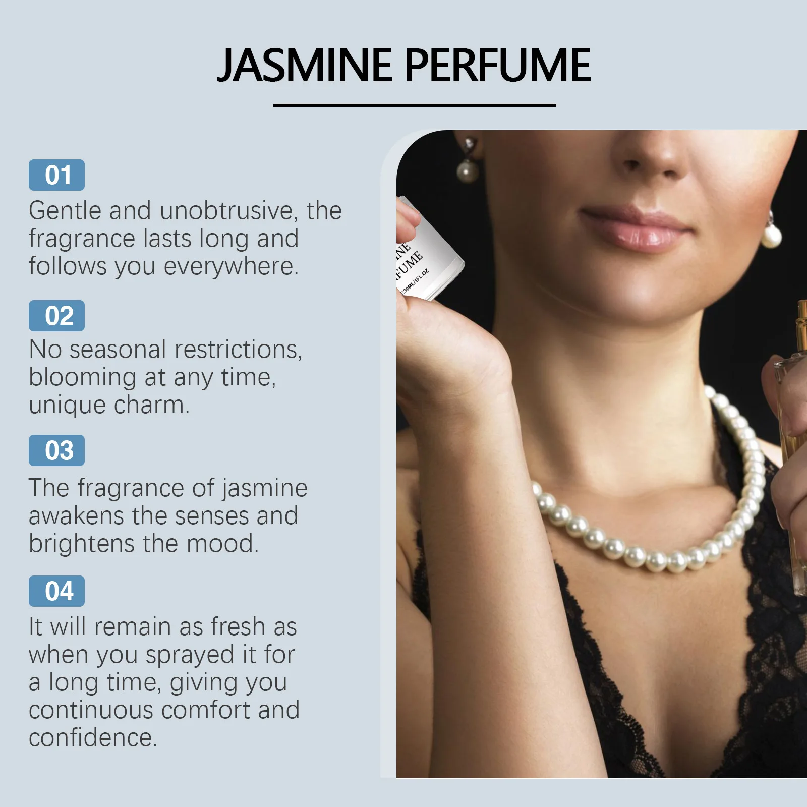 Jasmine Perfume Spray Floral Scent Pheromone Exudes Feminine Elegant Fresh Natural Sooth Mood Fragrance Perfume For Women 30ml