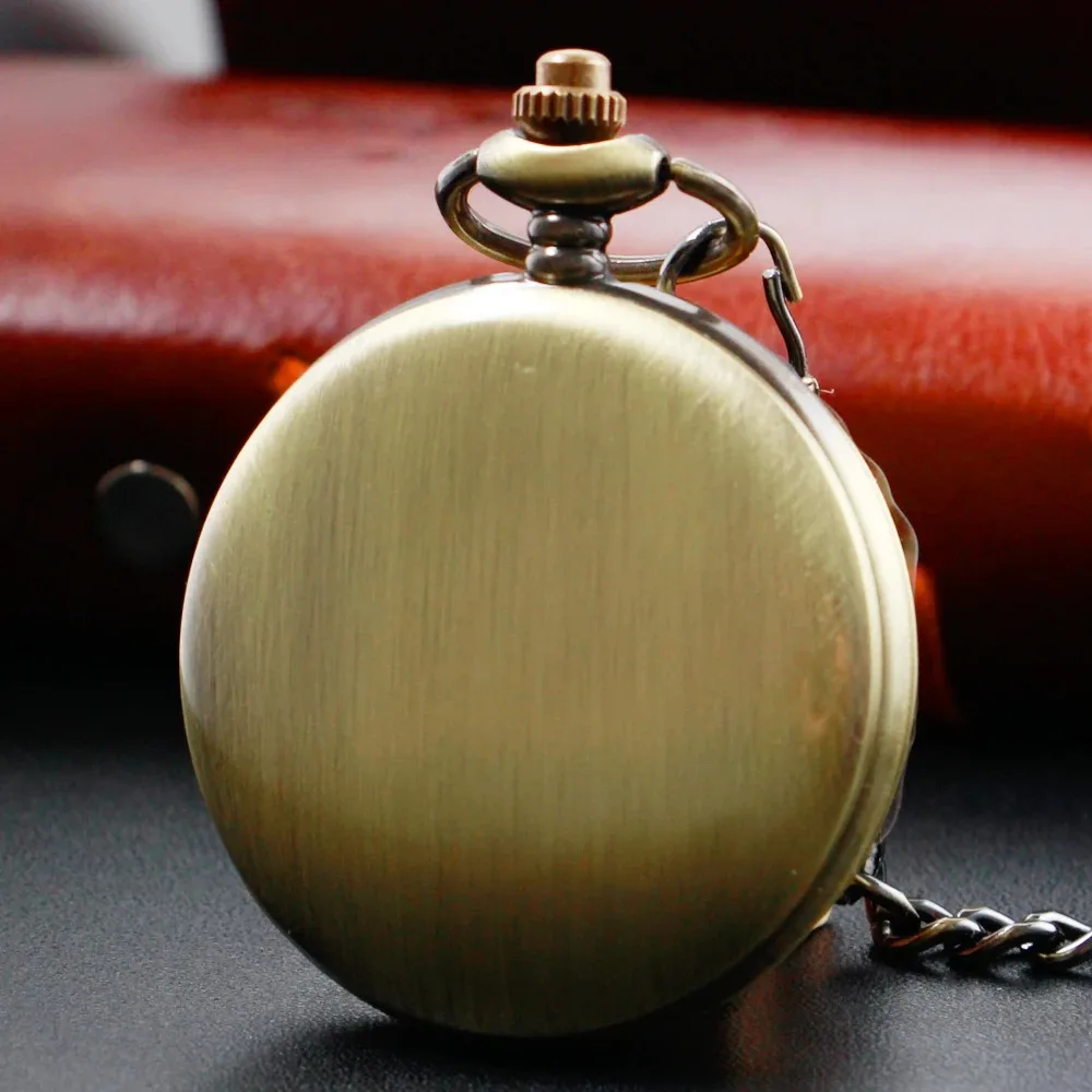 Bronze Polish Quartz Pocket Watch Mens Pendant Fob Chain Smooth Pocket Watches relogio Montres with Gifts Accessory