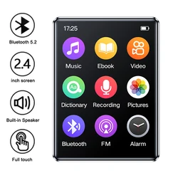 MP3 Music Player with Bluetooth 5.0 HiFi MP4 Walkman Full Touch Screen Built-in Speaker Recorder Camera Video Player FM/E-book