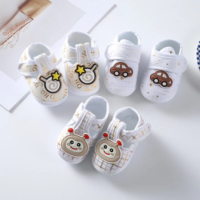 Cotton Soft Soled Shoes Spring Summer Newborn First Walkers Cute Cartoon Crib Shoe 0-1Year Boys Girls Children Sneakers Non-slip