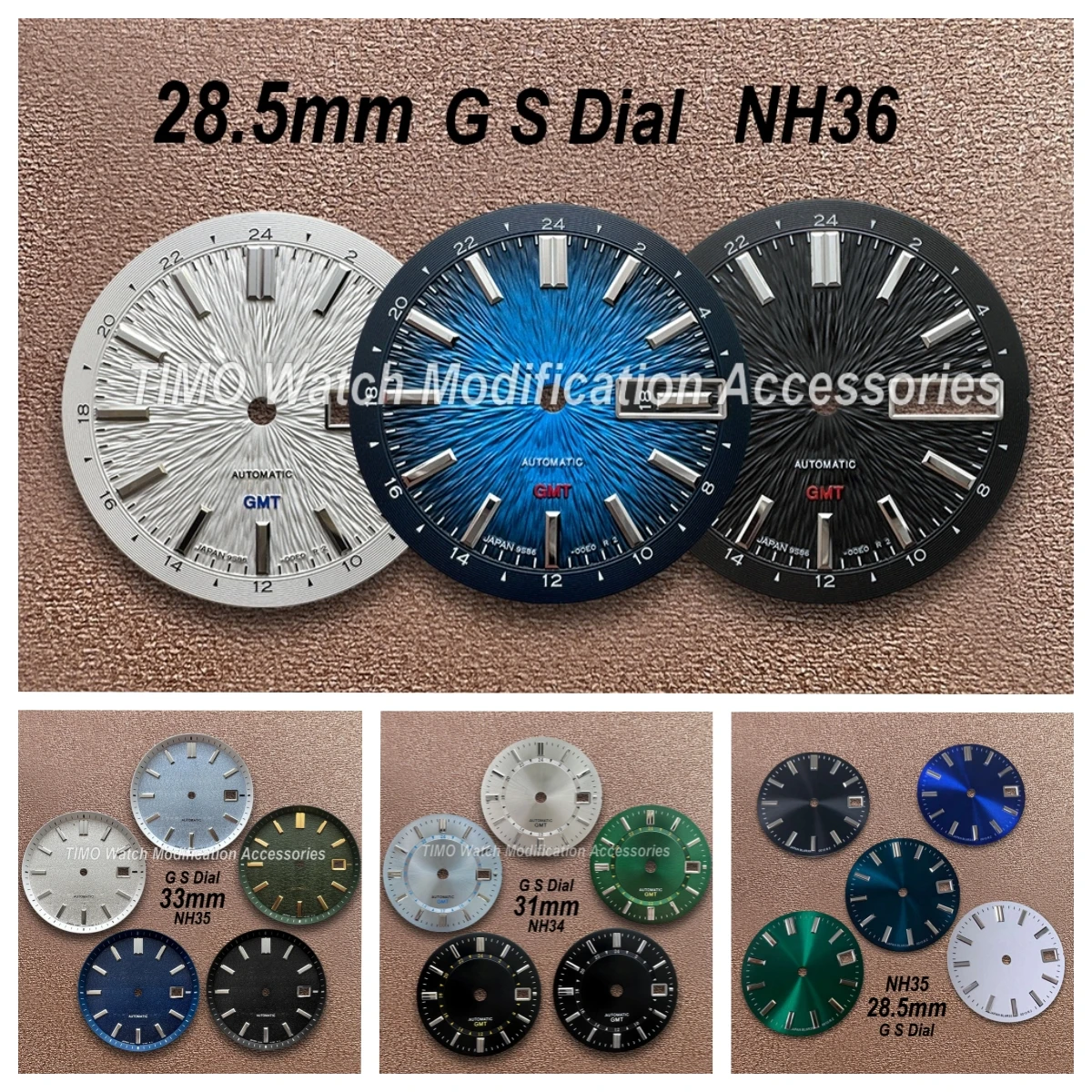 

28.5mm/31mm/33mm G S Logo GMT Sunburst/Matte Dial For NH34/NH35/MH36 Movement High Quality Watch Modification Accessories