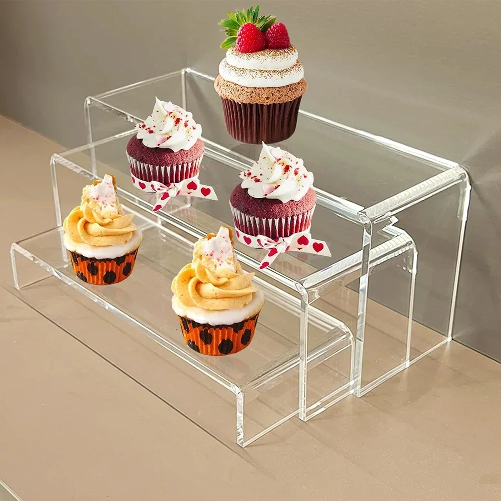 Clear Acrylic Display Riser Stand Jewelry Display Shelf Cupcake Stand Showcase Fixtures For Candy Dessert Figures Collections