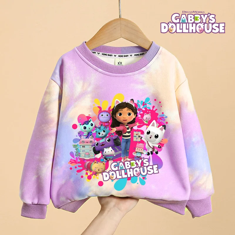 Gabby Dollhouse Children T-shirt Long-sleeved Top Clothing Kids Bottoming Shirt Crewneck Girl Clothes Sweatshirt Pullover Blouse