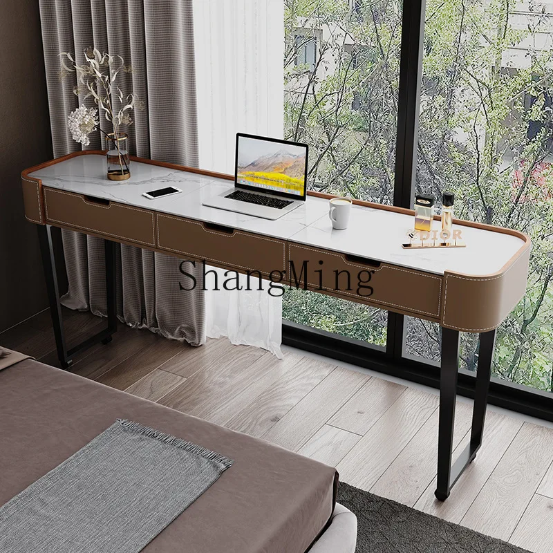 

CL Light Luxury Bedside Table Saddle Leather Mobile Desk Lazy Home Multifunctional Bedroom Simple Dressing Table Computer